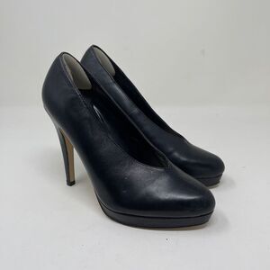 Aldo Women's Platform Pump Heels Almond Toe Black Leather Size EU 36